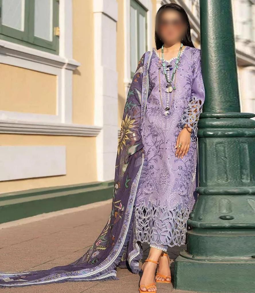 Luxury Summer Eid Collection by Mushq Lawn: Elegant Embroidered Lawn Suit with Silk Dupatta
