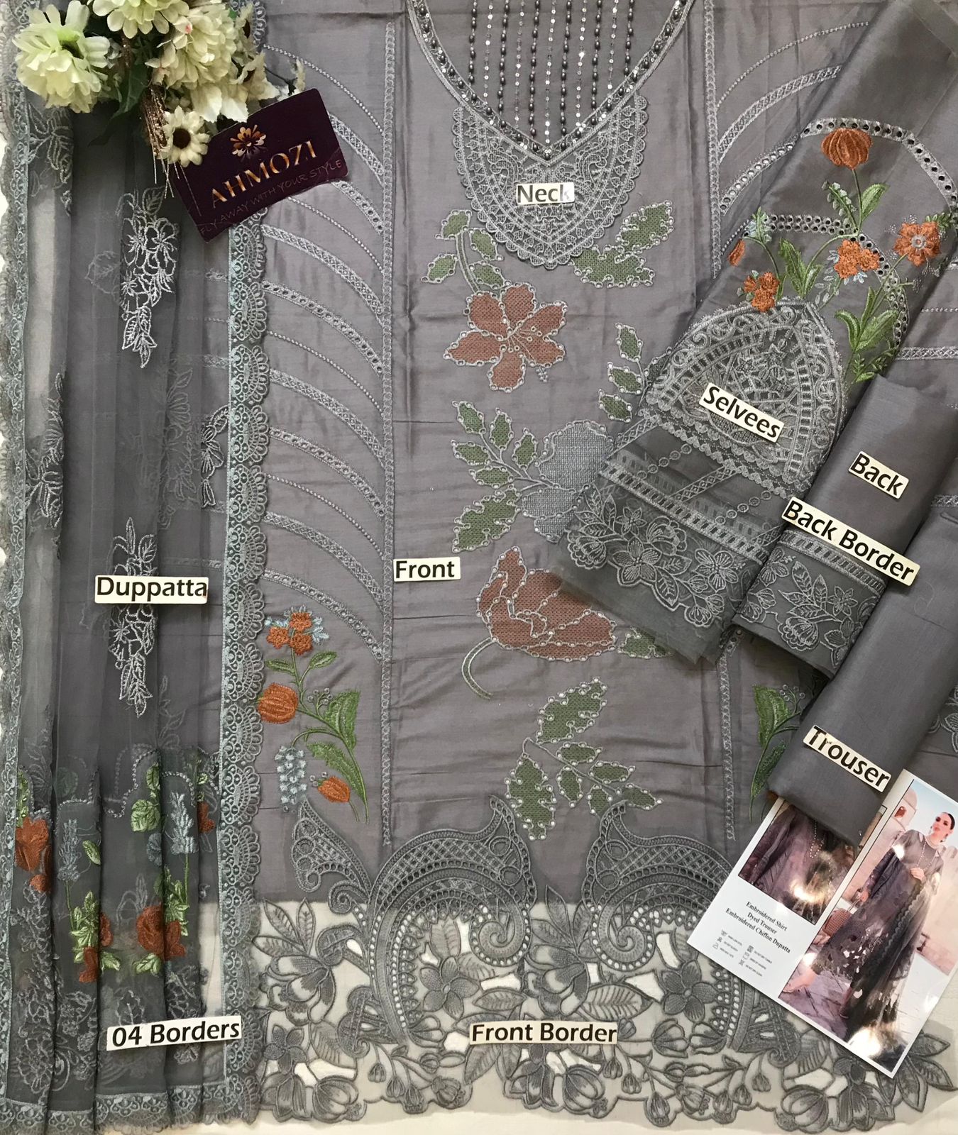 Maria B Luxury Lawn Collection 2025 – Fully Embroidered 3-Piece Suit with Bead Work