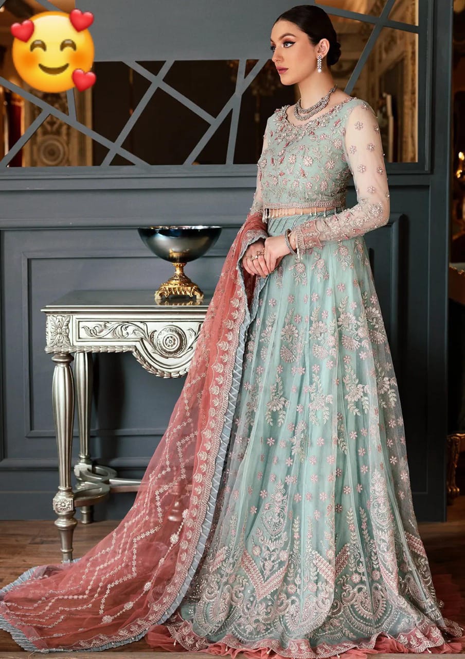 Eman Adeel – Mirha Bridal Collection – Luxury Net & Satin Silk 3-Piece Bridal Ensemble