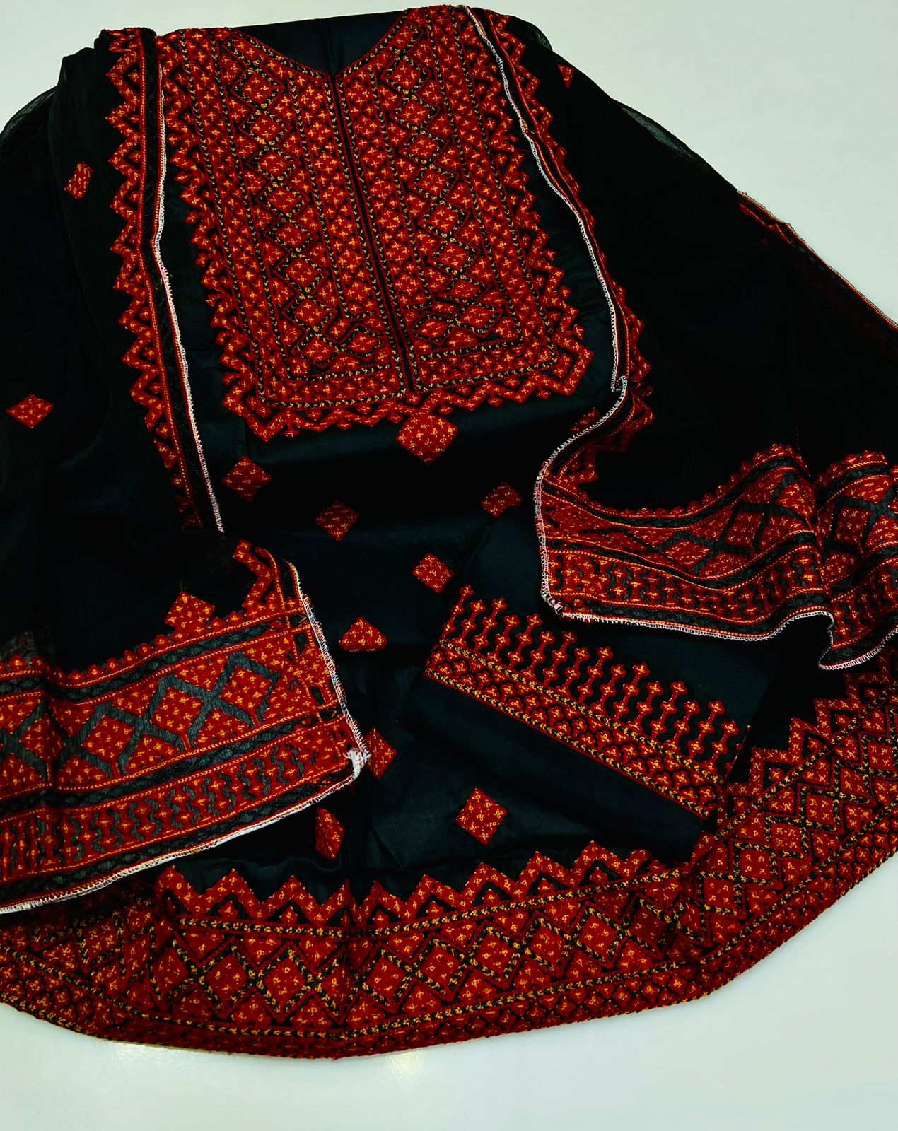 3-Piece Sindhi & Balochi Embroidered Suit