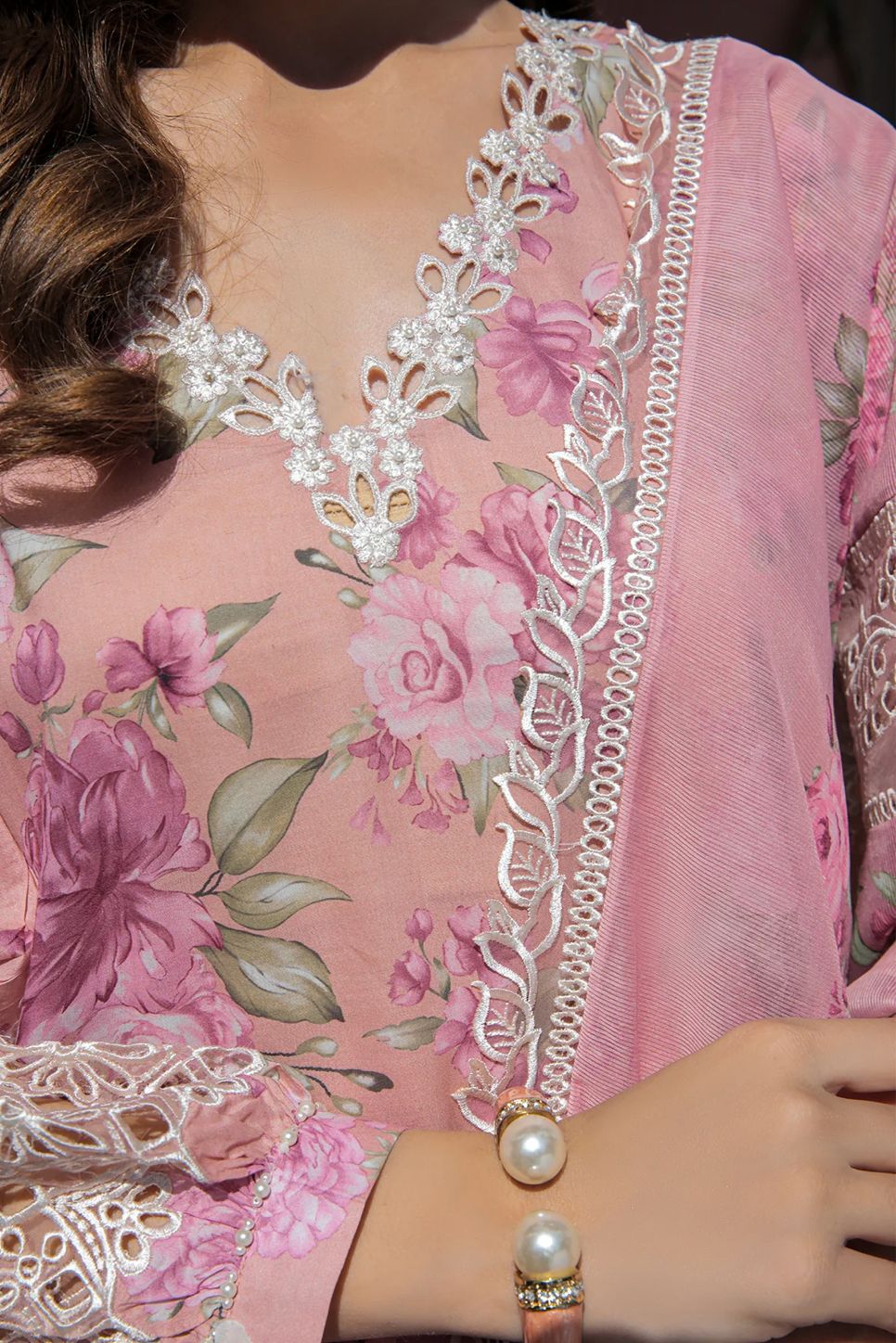 Baroque Collection: Elegant Lawn Suit with Digital Prints and Embroidered Details