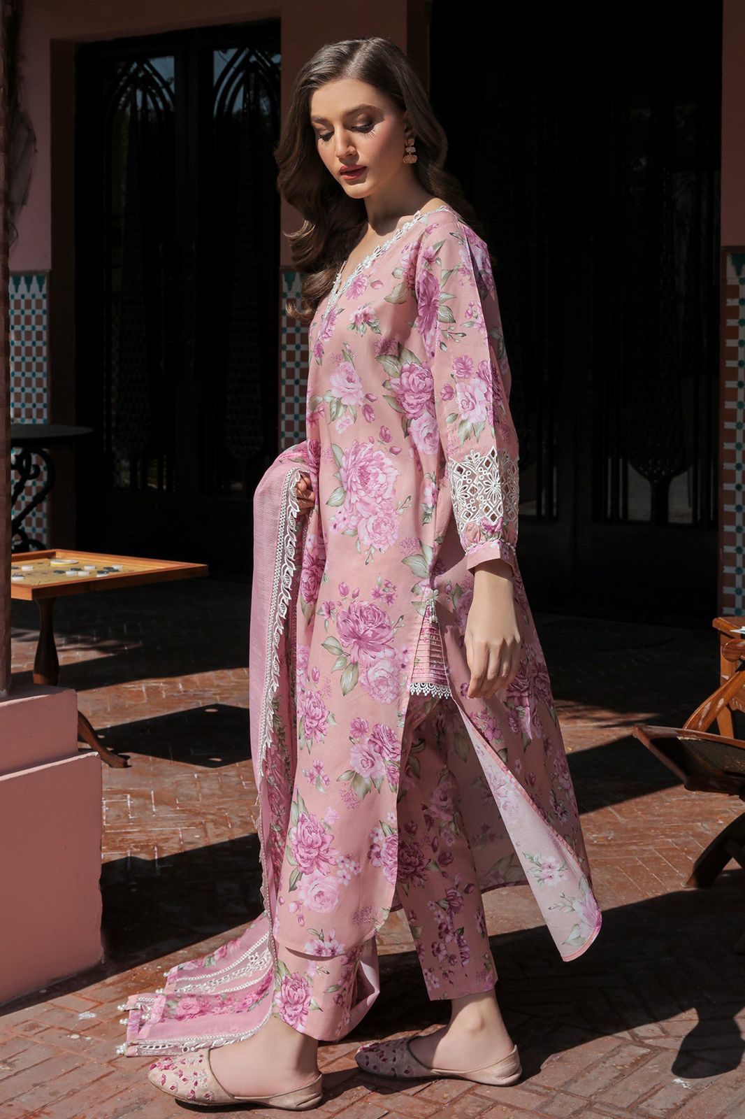 Baroque Collection: Elegant Lawn Suit with Digital Prints and Embroidered Details