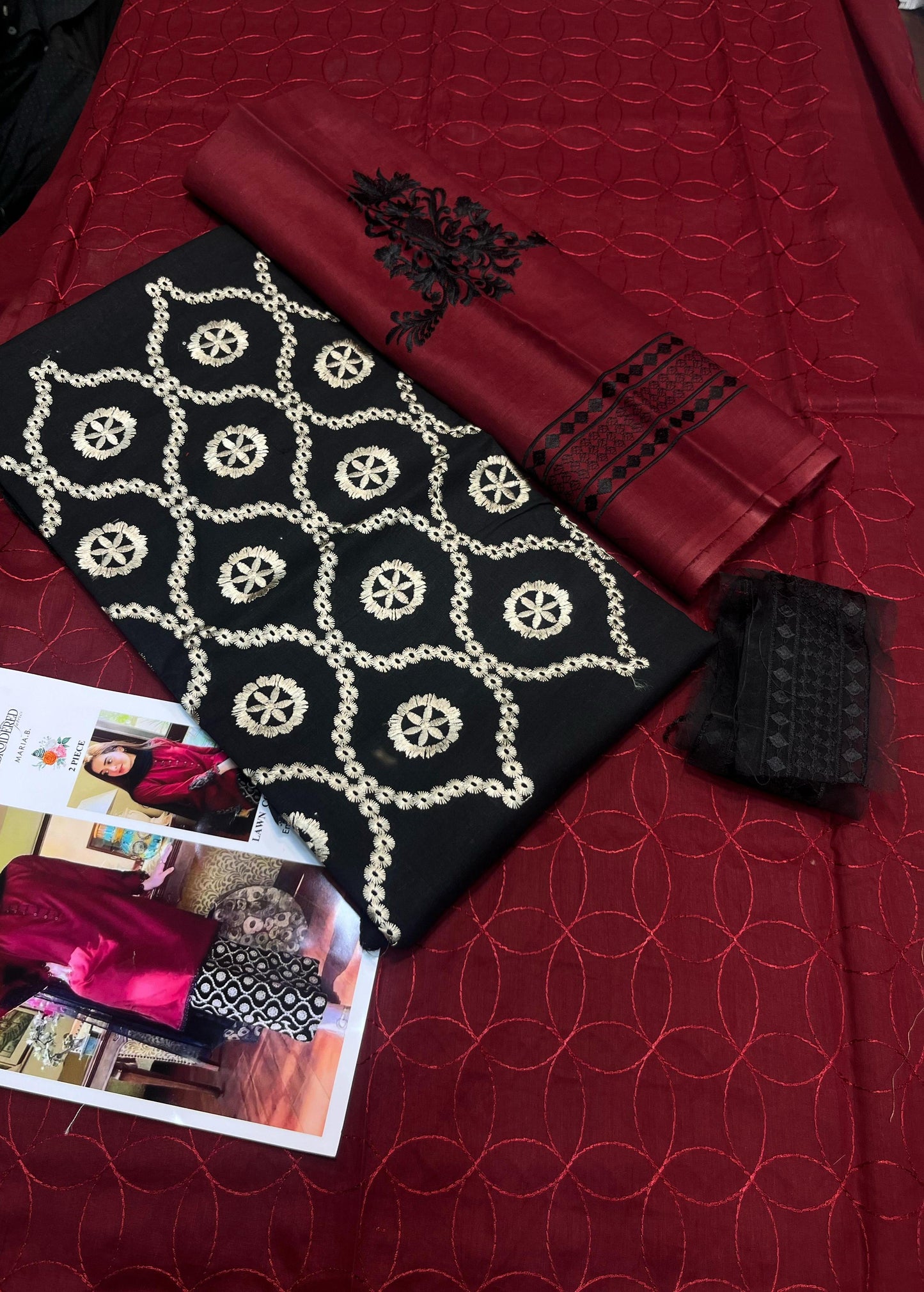 Maria B 2K25 Summer Collection: Elegant Embroidered Lawn Suit for Everyday Glam