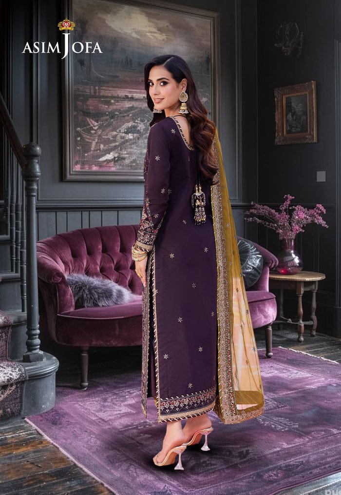 Asim Jofa Chiffon Collection: Luxurious Embroidered Suit with Malai Trouser & Dupatta