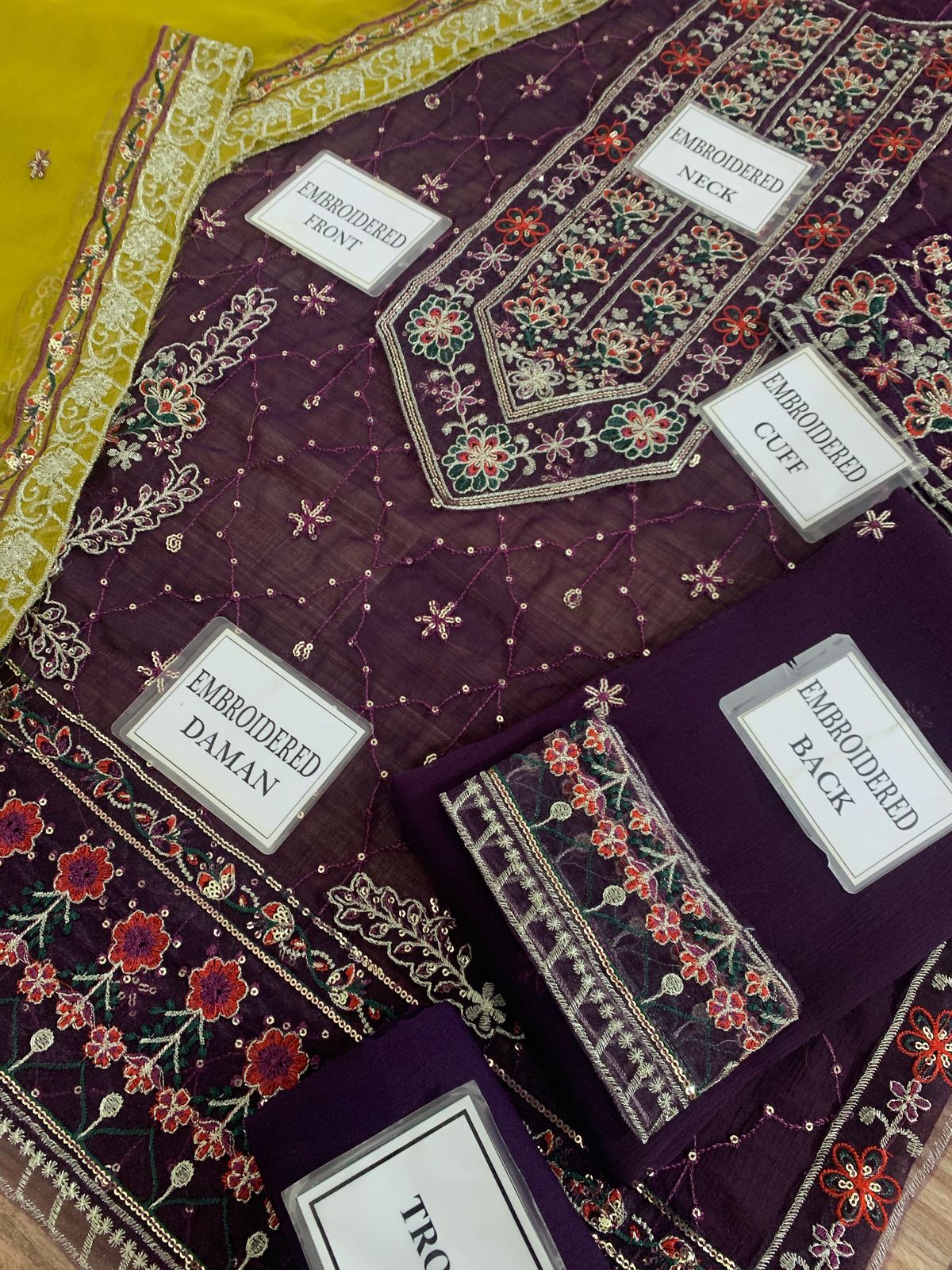Asim Jofa Chiffon Collection: Luxurious Embroidered Suit with Malai Trouser & Dupatta