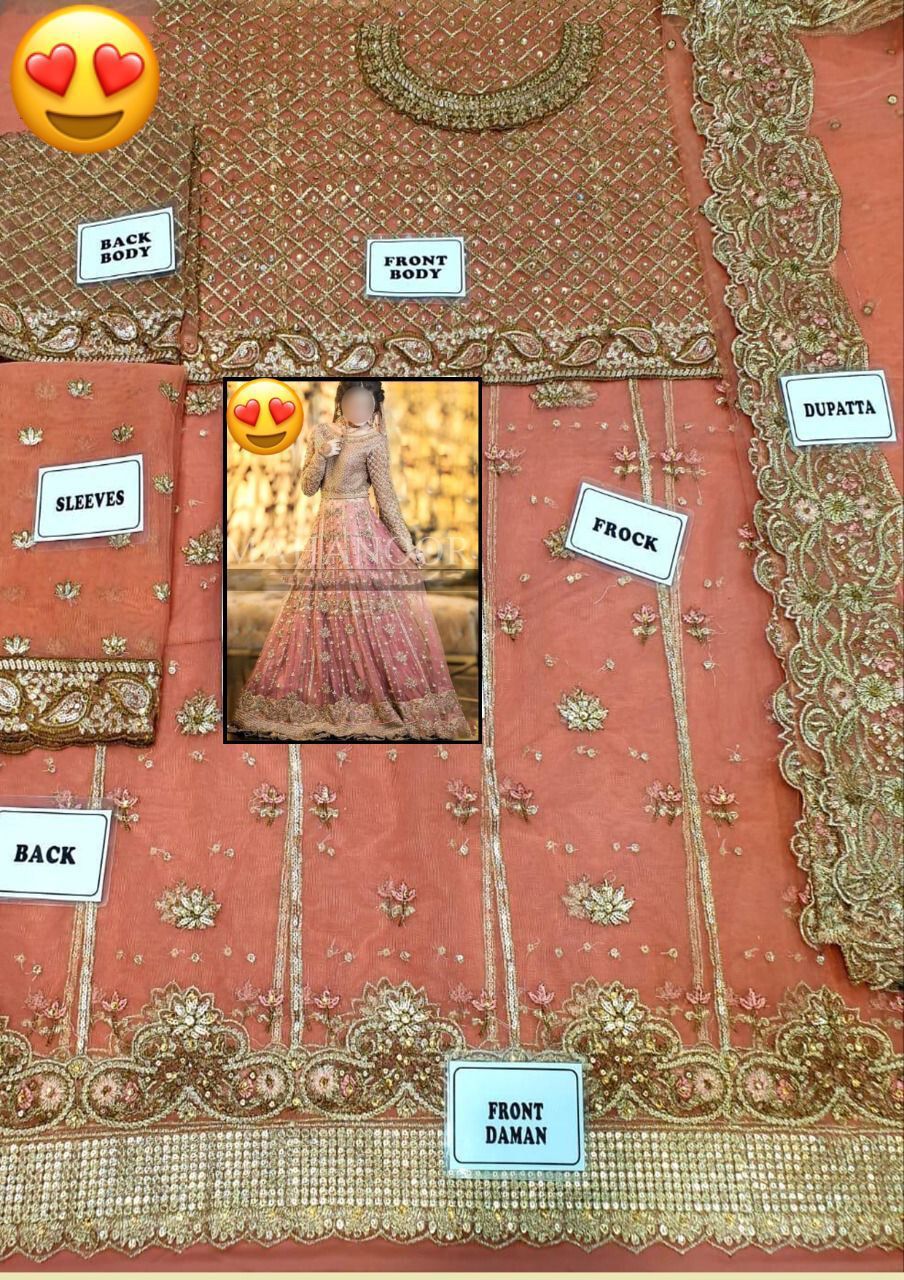 Sobia Nazir Bridal Maxi: Elegant Net Embroidery with Handwork & Appliqué Dupatta