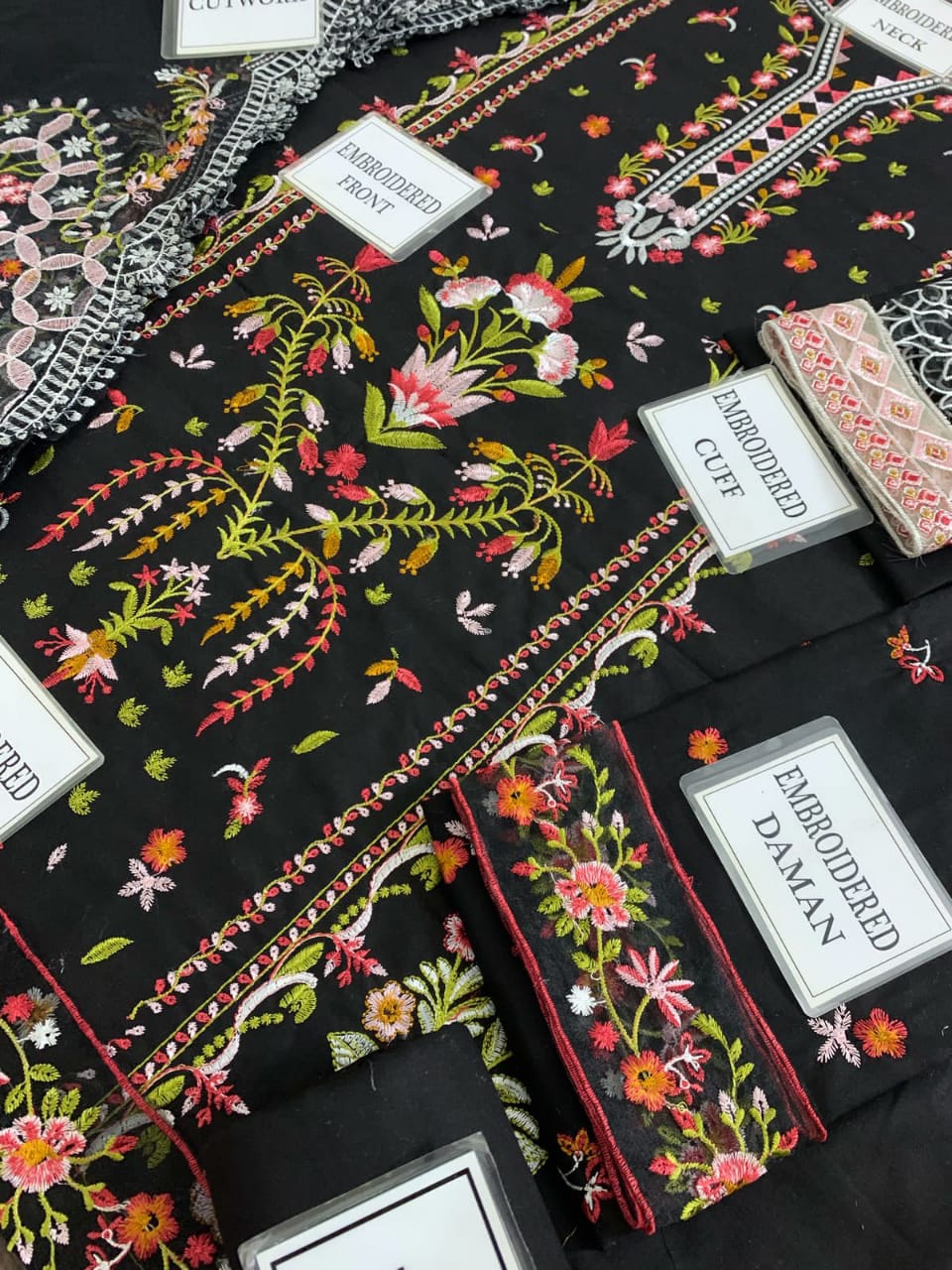 QALAMK Cotton Collection: Heavy Embroidered Shirt, Khaddi Net Dupatta & Dyed Cotton Trouser