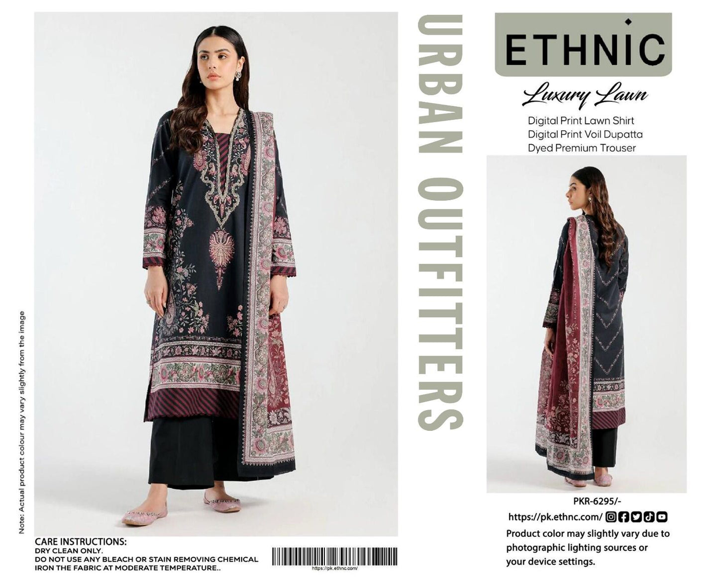 Ethnic by Outfitters 2K25 Summer Collection: Digital Lawn Suit with Printed Diamond Doria Dupatta