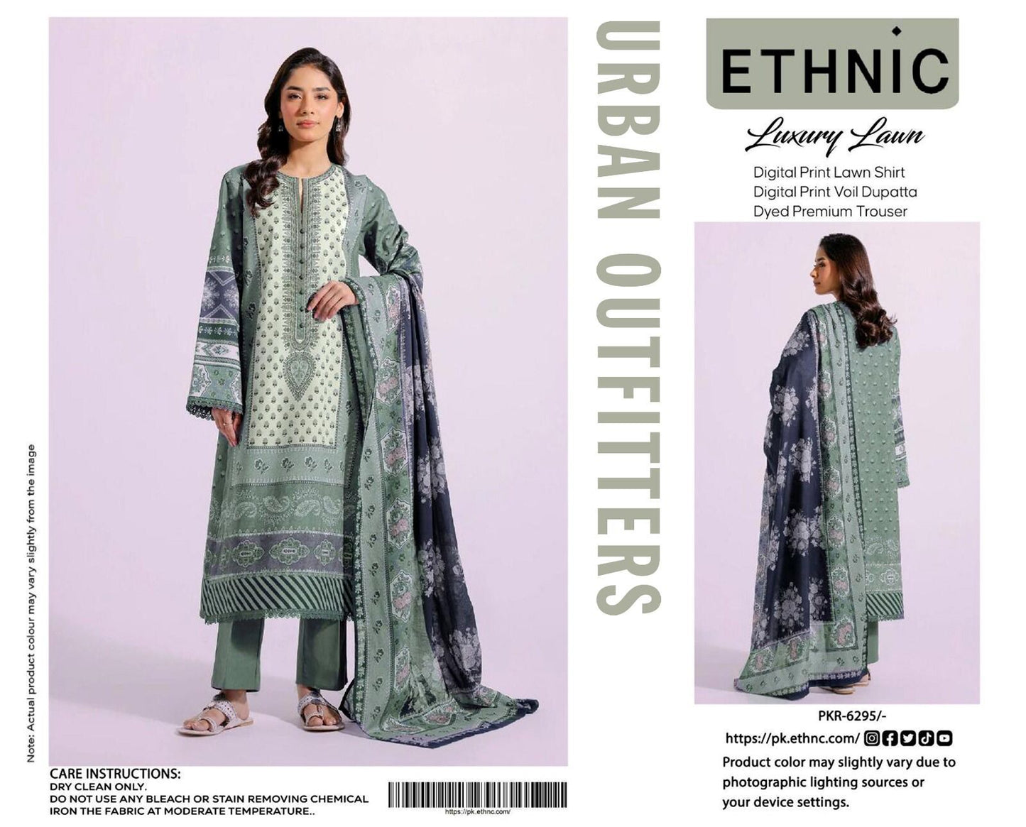 Ethnic by Outfitters 2K25 Summer Collection: Digital Lawn Suit with Printed Diamond Doria Dupatta