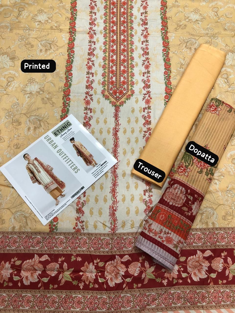 Ethnic by Outfitters 2K25 Summer Collection: Digital Lawn Suit with Printed Diamond Doria Dupatta