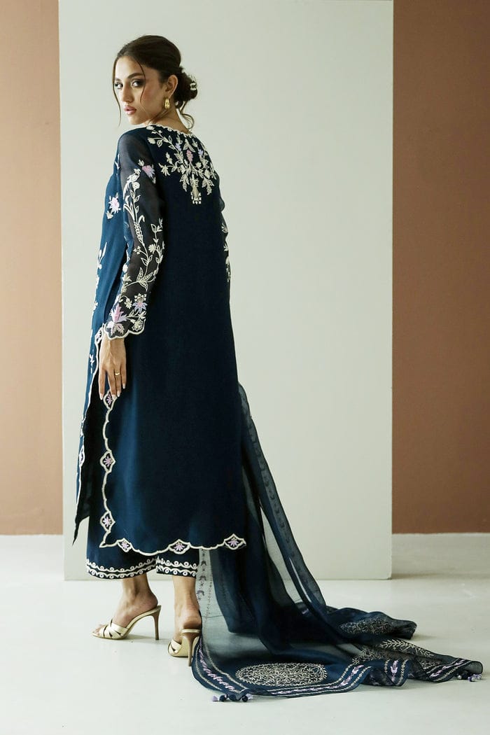 Zainab Fawad (Zuri) New Arrivals: Heavy Embroidered Organza Suit with Satin Trouser & Dupatta