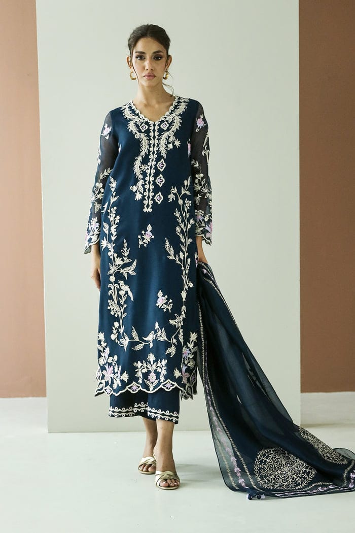 Zainab Fawad (Zuri) New Arrivals: Heavy Embroidered Organza Suit with Satin Trouser & Dupatta