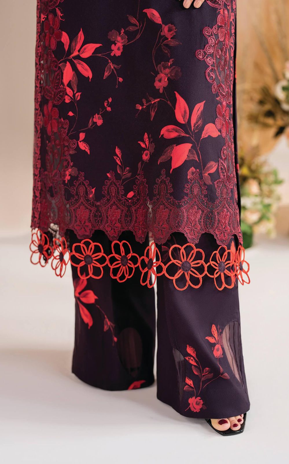 ASIFA NABEEL New Catalog: Printed Lawn Suit with Heavy Embroidered Details & Chiffon Dupatta