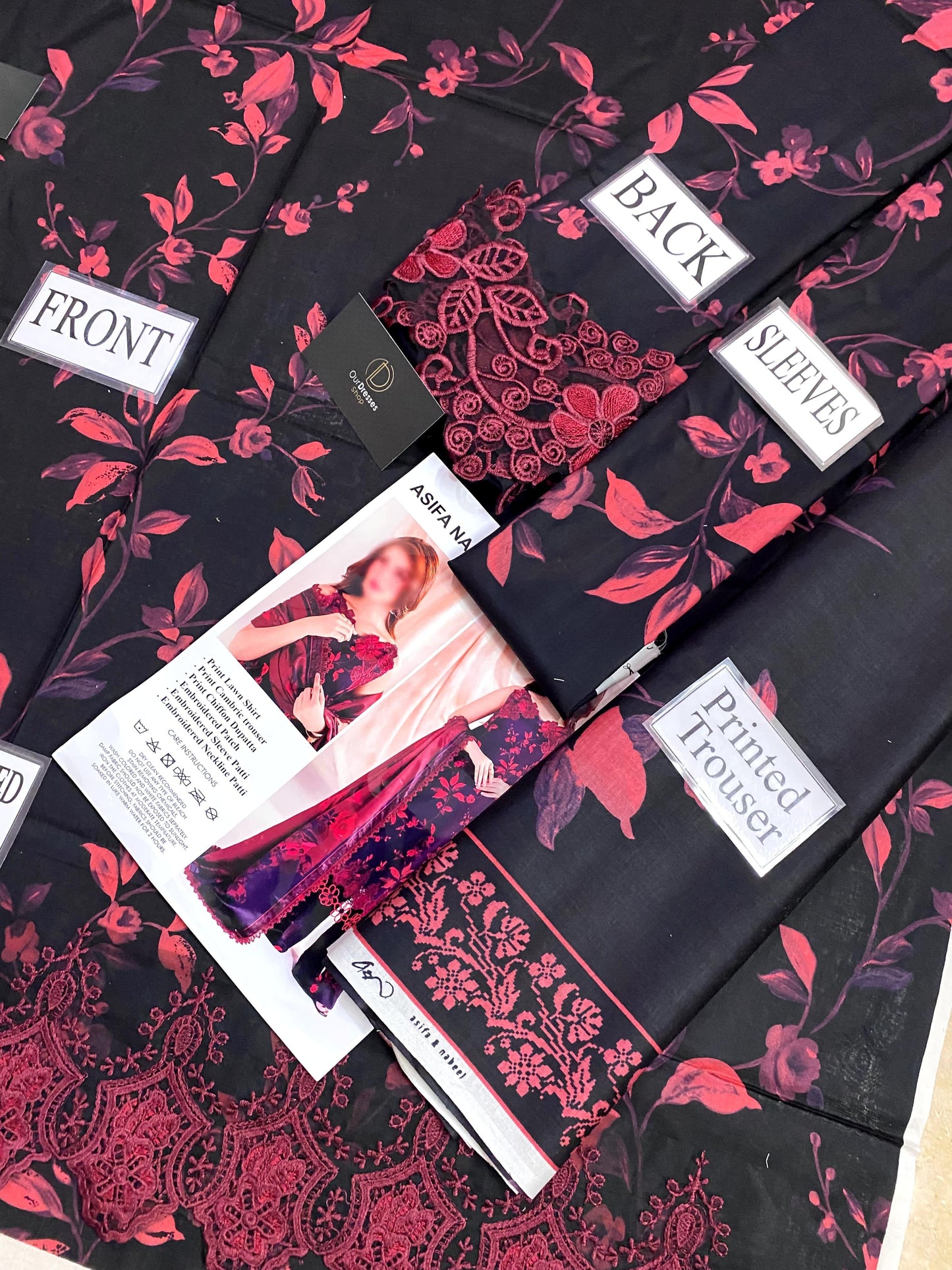 ASIFA NABEEL New Catalog: Printed Lawn Suit with Heavy Embroidered Details & Chiffon Dupatta
