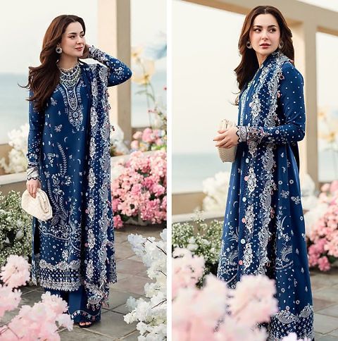 QALAMKAR Lawn Collection Heavy Embroidered Lawn Suit with Organza Dupatta