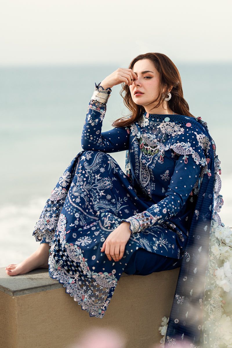 QALAMKAR Lawn Collection Heavy Embroidered Lawn Suit with Organza Dupatta