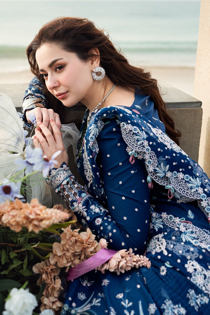 QALAMKAR Lawn Collection Heavy Embroidered Lawn Suit with Organza Dupatta