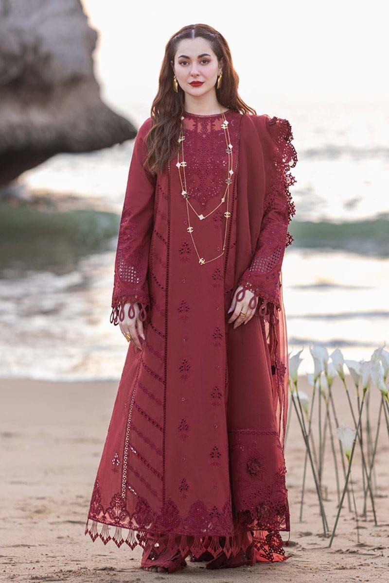 QALAMKAR Unstitch Replica: Lawn Cotton Suit with Organza Dupatta & Chikan Kari Work