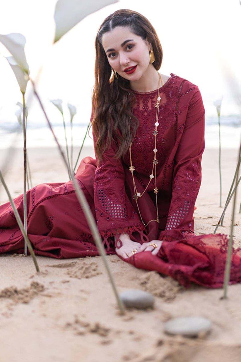 QALAMKAR Unstitch Replica: Lawn Cotton Suit with Organza Dupatta & Chikan Kari Work