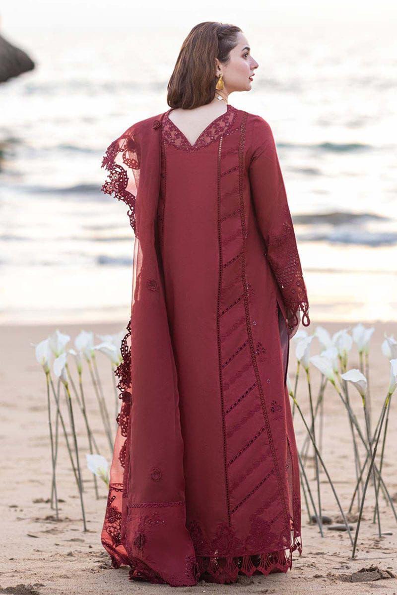 QALAMKAR Unstitch Replica: Lawn Cotton Suit with Organza Dupatta & Chikan Kari Work