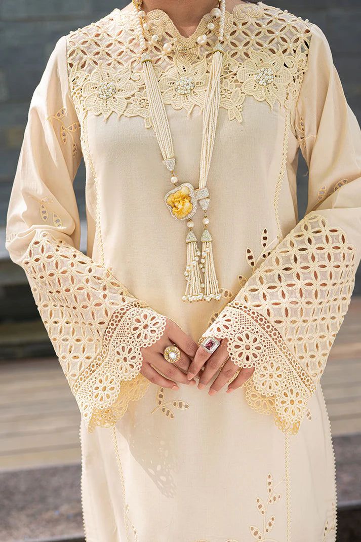 Valentina Creme-24 by MUSHQ – Luxury Chikankari Embroidered 3-Piece Suit