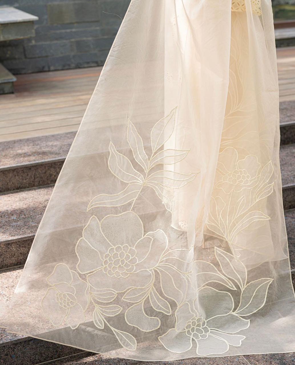 Valentina Creme-24 by MUSHQ – Luxury Chikankari Embroidered 3-Piece Suit