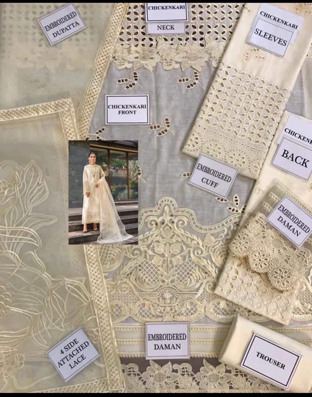 Valentina Creme-24 by MUSHQ – Luxury Chikankari Embroidered 3-Piece Suit