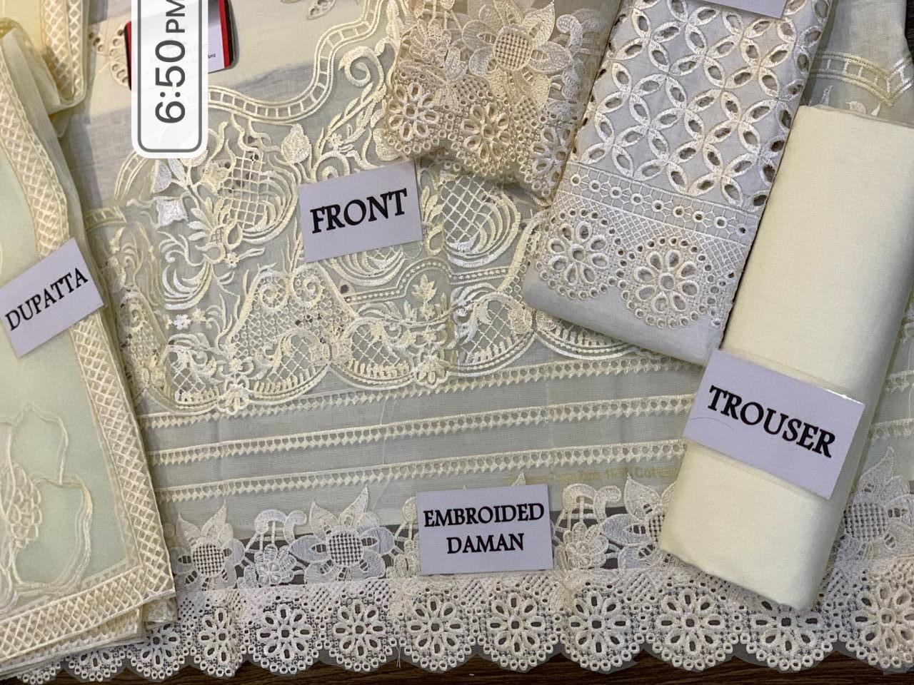 Valentina Creme-24 by MUSHQ – Luxury Chikankari Embroidered 3-Piece Suit