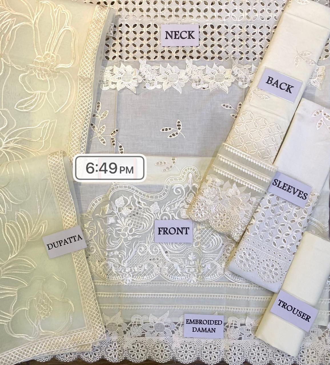 Valentina Creme-24 by MUSHQ – Luxury Chikankari Embroidered 3-Piece Suit