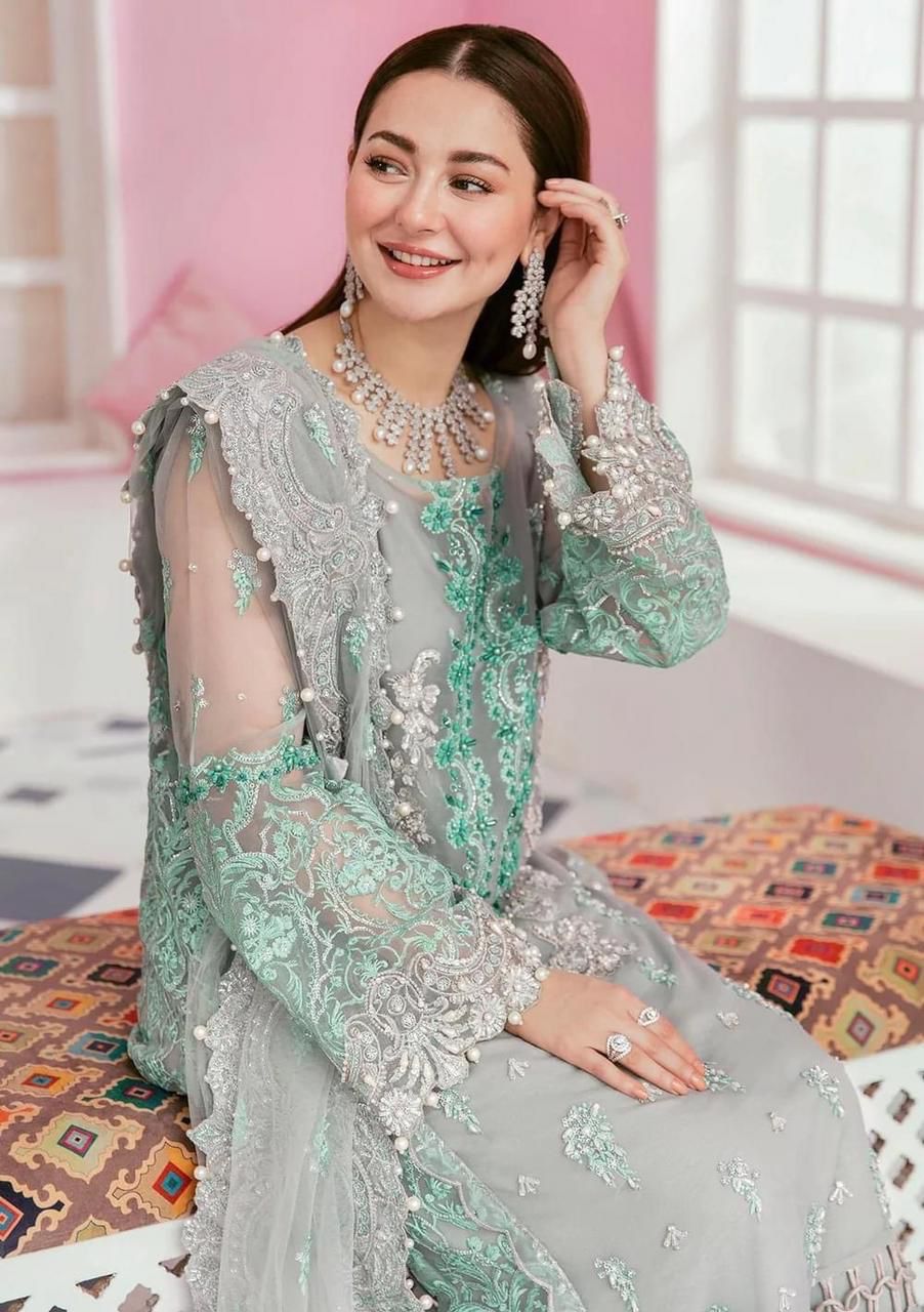 ELAAF Bridal Organza Collection: Embroidered Shirt & Dupatta with Malai Trouser