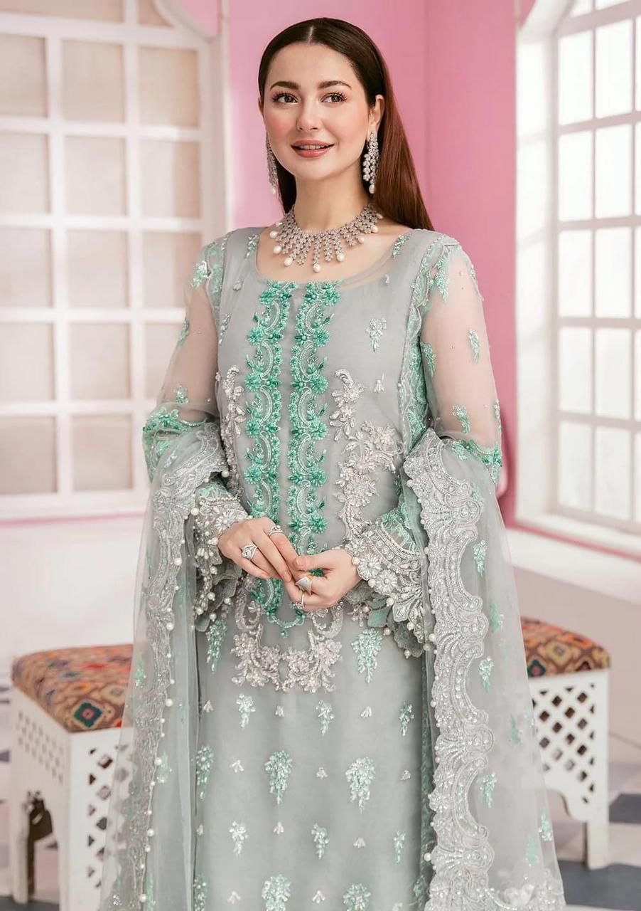 ELAAF Bridal Organza Collection: Embroidered Shirt & Dupatta with Malai Trouser
