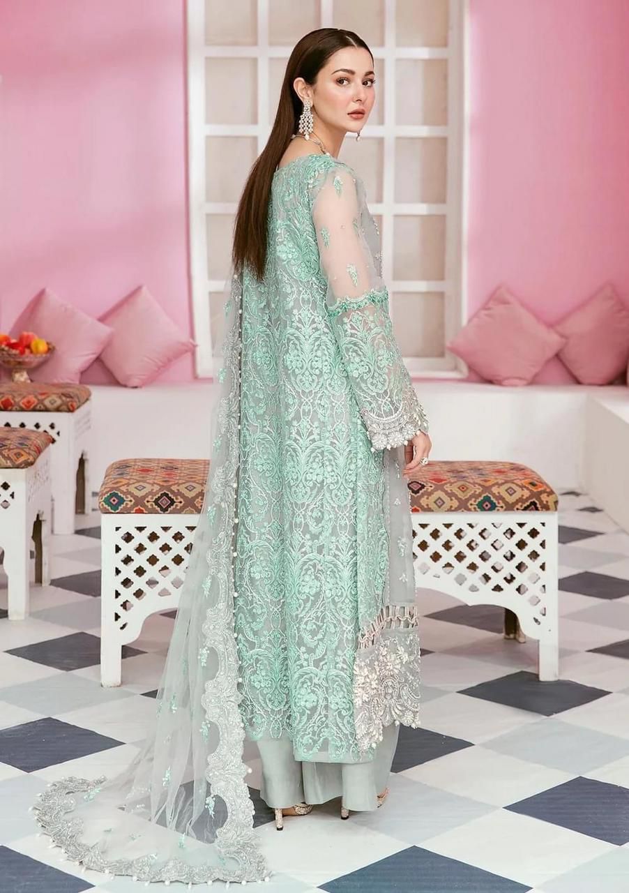 ELAAF Bridal Organza Collection: Embroidered Shirt & Dupatta with Malai Trouser