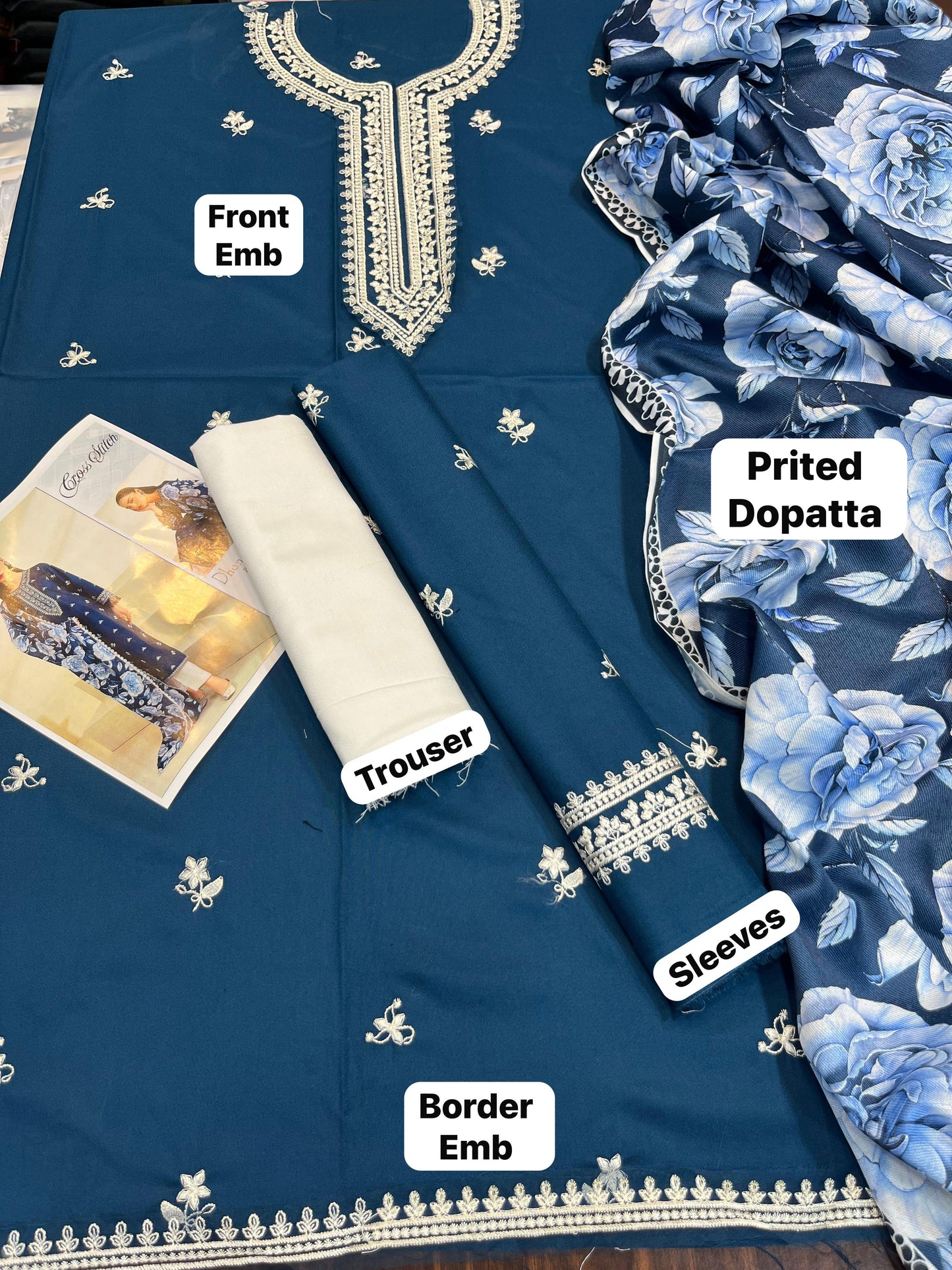 CROSS STITCH 2K25 Summer Luxury Collection – 3-Piece Fine Lawn Suit with Digital Printed Diamond Dupatta