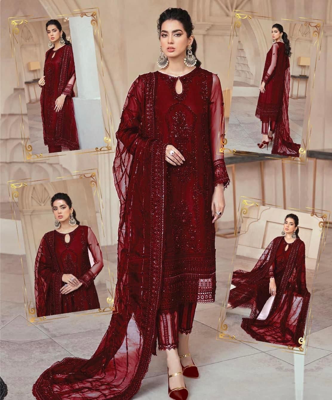 MUSHQ Wedding Edition: Handwork Embellished Net Suit with Silk Trouser & Sequence Dupatta