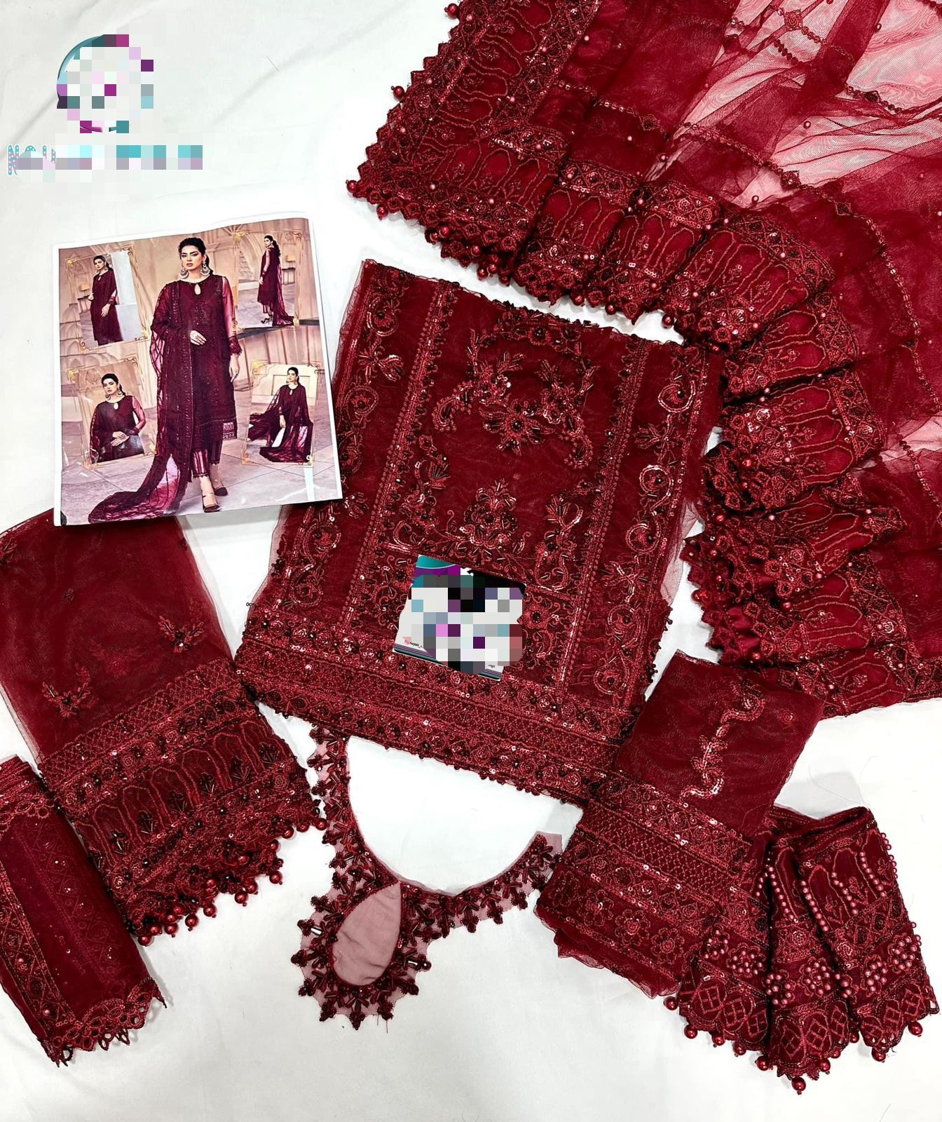 MUSHQ Wedding Edition: Handwork Embellished Net Suit with Silk Trouser & Sequence Dupatta