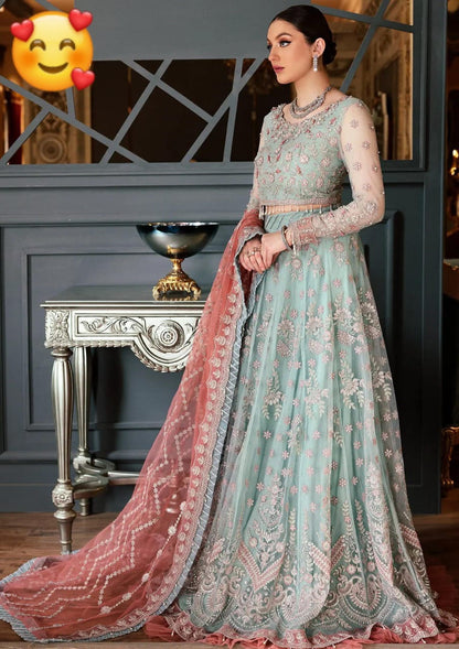 Eman Adeel – Mirha Bridal Collection – Luxury Net & Satin Silk 3-Piece Bridal Ensemble