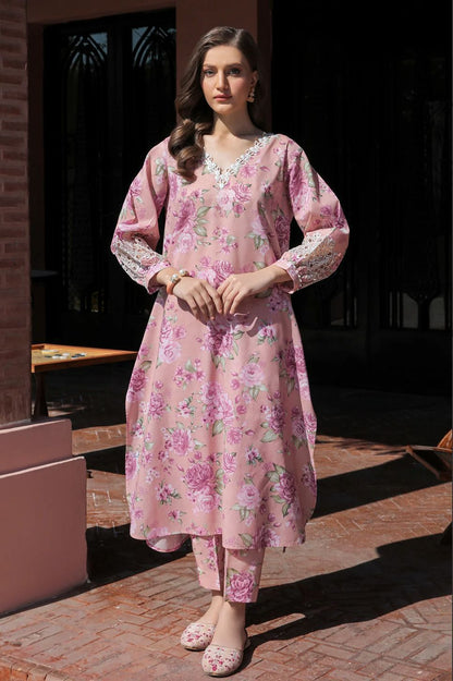 Baroque Collection: Elegant Lawn Suit with Digital Prints and Embroidered Details