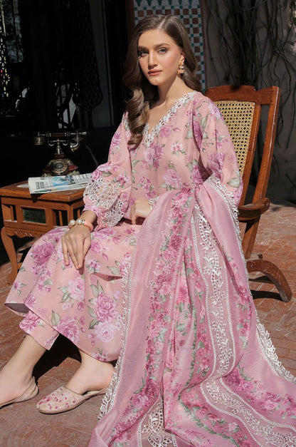 Baroque Collection: Elegant Lawn Suit with Digital Prints and Embroidered Details