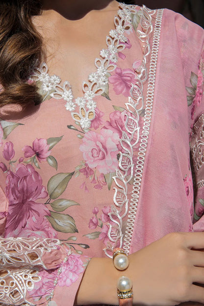 Baroque Collection: Elegant Lawn Suit with Digital Prints and Embroidered Details