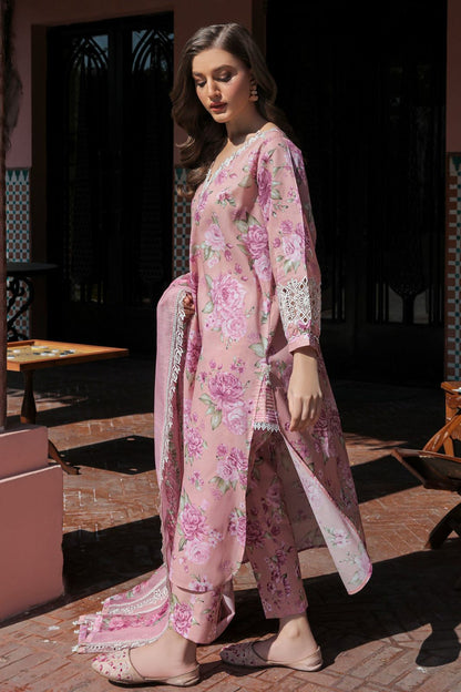 Baroque Collection: Elegant Lawn Suit with Digital Prints and Embroidered Details
