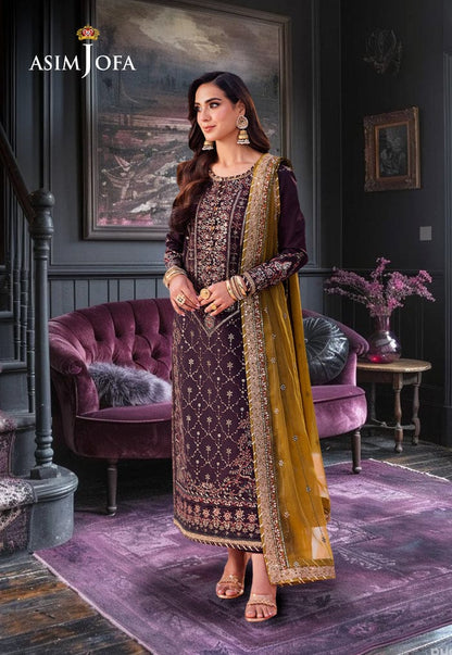 Asim Jofa Chiffon Collection: Luxurious Embroidered Suit with Malai Trouser & Dupatta