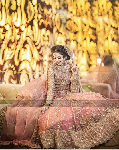 Sobia Nazir Bridal Maxi: Elegant Net Embroidery with Handwork & Appliqué Dupatta