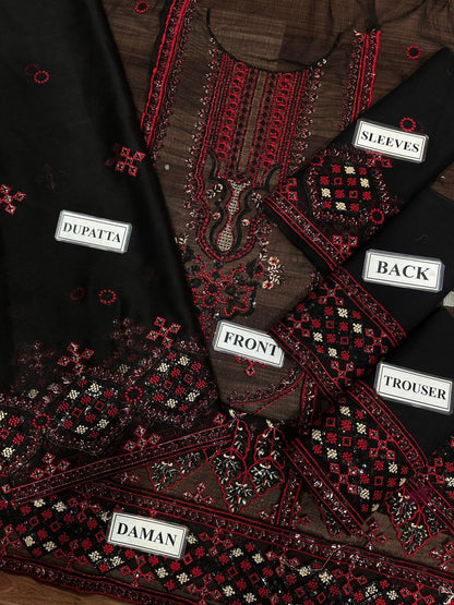 Noorma Kaamal Unstitch Replica: Elegant Chiffon Suit with Malai Trouser