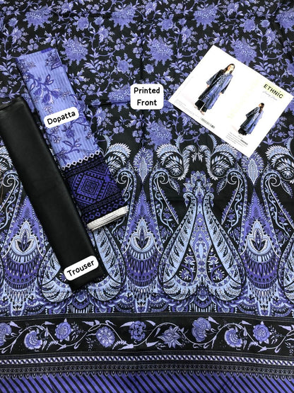 Ethnic by Outfitters 2K25 Summer Collection: Digital Lawn Suit with Printed Diamond Doria Dupatta