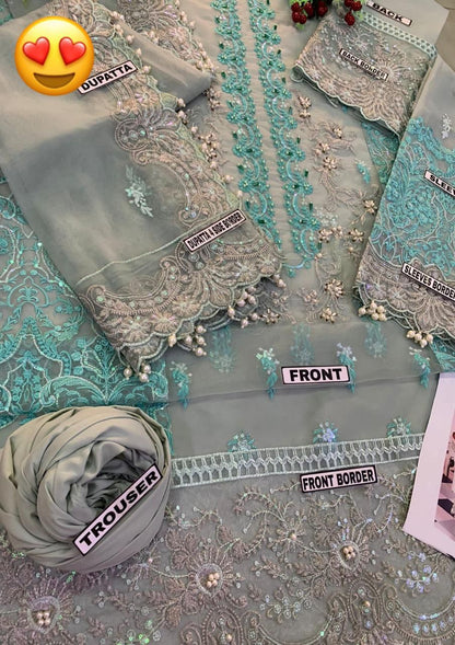 ELAAF Bridal Organza Collection: Embroidered Shirt & Dupatta with Malai Trouser