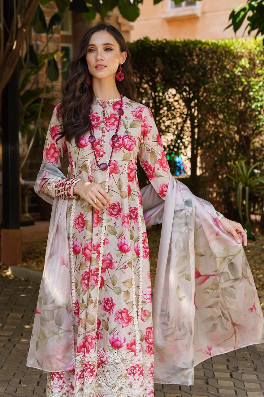 Iznik Lawn Collection 2025: Printed Lawn Suit with Embroidered Dupatta