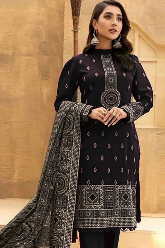 Bareeze 2025 Summer Lawn Collection – 3 Piece Premium Embroidered Suit with Chiffon Dupatta