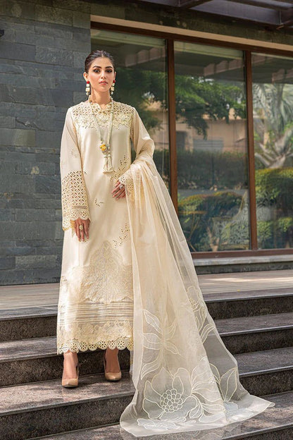 Valentina Creme-24 by MUSHQ – Luxury Chikankari Embroidered 3-Piece Suit