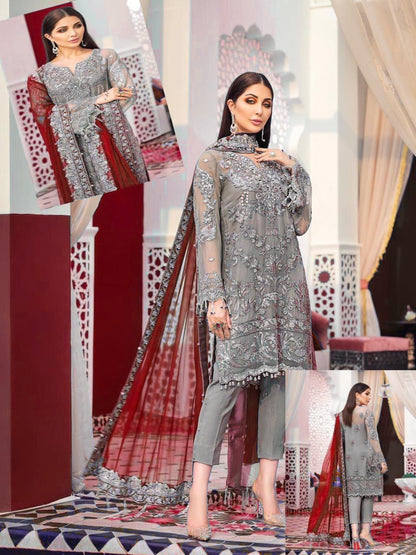 Brand Gullal Wedding Edition – Embroidered Net & Malai 3 Piece Suit